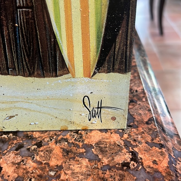 Collectible Tin Sign Scott Westmoreland 16" X 12-1/2" Surfboards Palm Trees - Picture 6 of 12